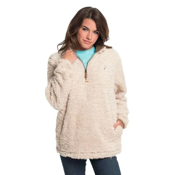 The Southern Shirt Co. -Sherpa Pullover with Pockets in Oyster size L - Picture 5 of 13